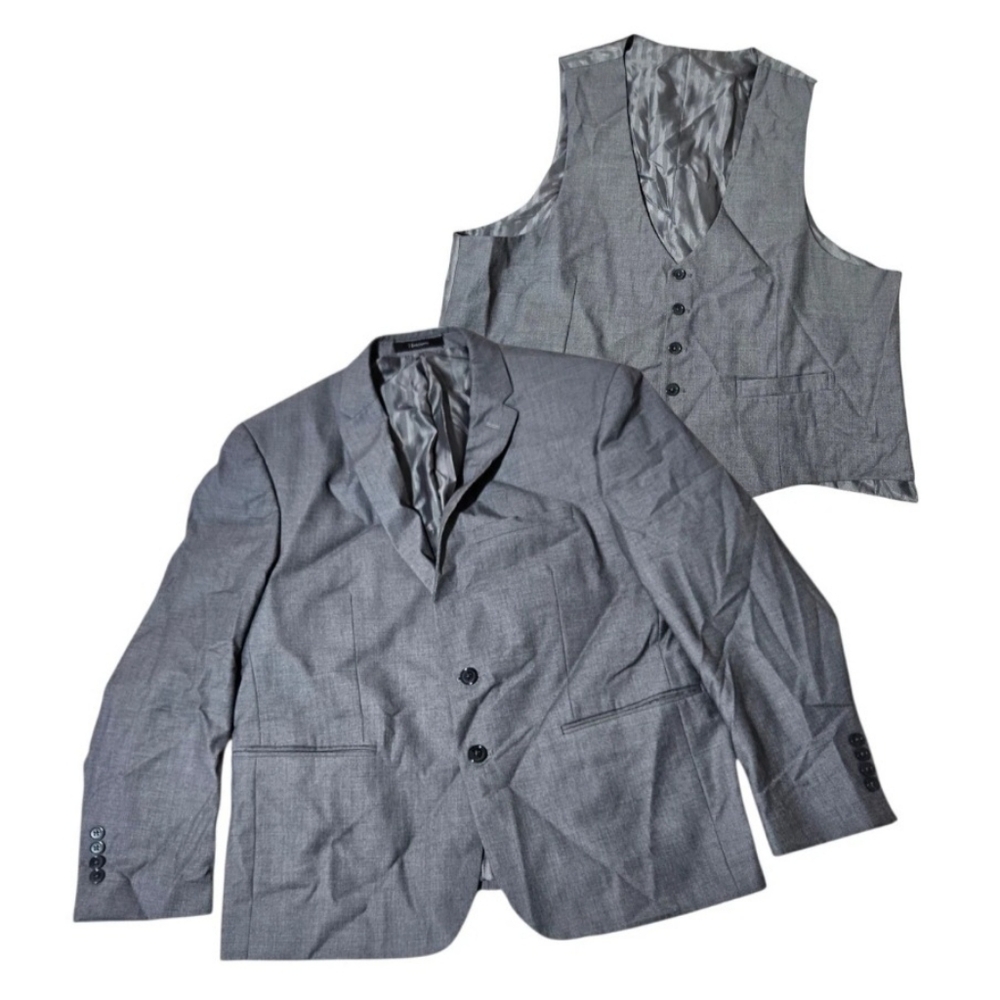 Marchatti 2pc Set Blazer & Vest Gray Mens Size 46S (XL) Slim Fit Made In Italy
